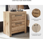 Signature Design by Ashley Rustic Nightstand with USB, Brown Bedside Table