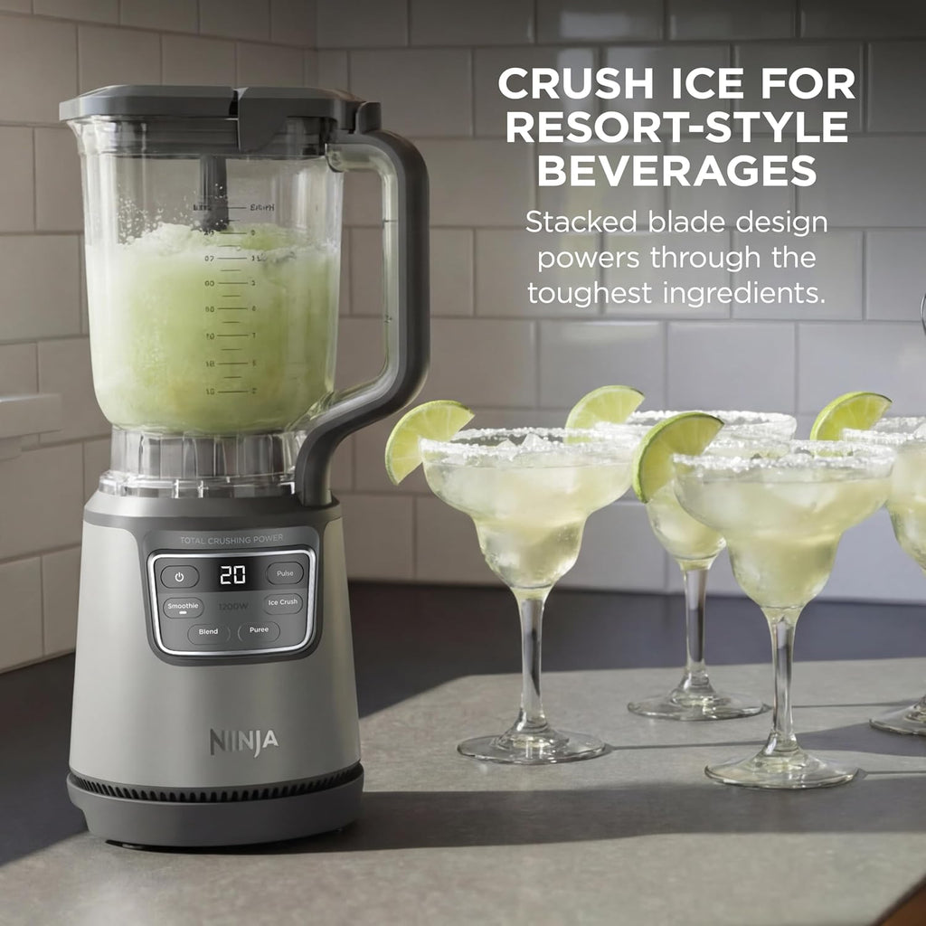 Ninja BlendPro Kitchen System, 72oz Blender, 5-Cup Processor, Beige, BO402 | Total Crushing presets for smoothies, ice crush, purees & extracts. 72-oz blender + 5-cup processor + 18-oz cup. 1200W.