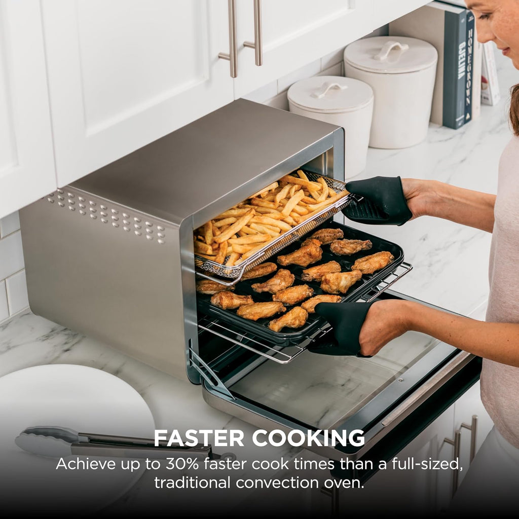 Ninja Foodi XL Pro Air Fry Oven, 10-in-1, Stainless Steel, DT201 | Fits 5 lb chicken, Air fry, roast, bake, broil, toast, dehydrate, reheat, pizza, 1800W