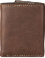 Levi's Men's Trifold Wallet-Sleek and Slim Includes Id Window and Credit Card Holder, Brown Stitch, One Size