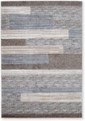 Signature Design by Ashley Sethburn Striped Area Rug 5x7, Cream/Gray | Machine-woven 100% polypropylene, Natural jute backing, Casual modern style, Indoor living spaces, Bedrooms