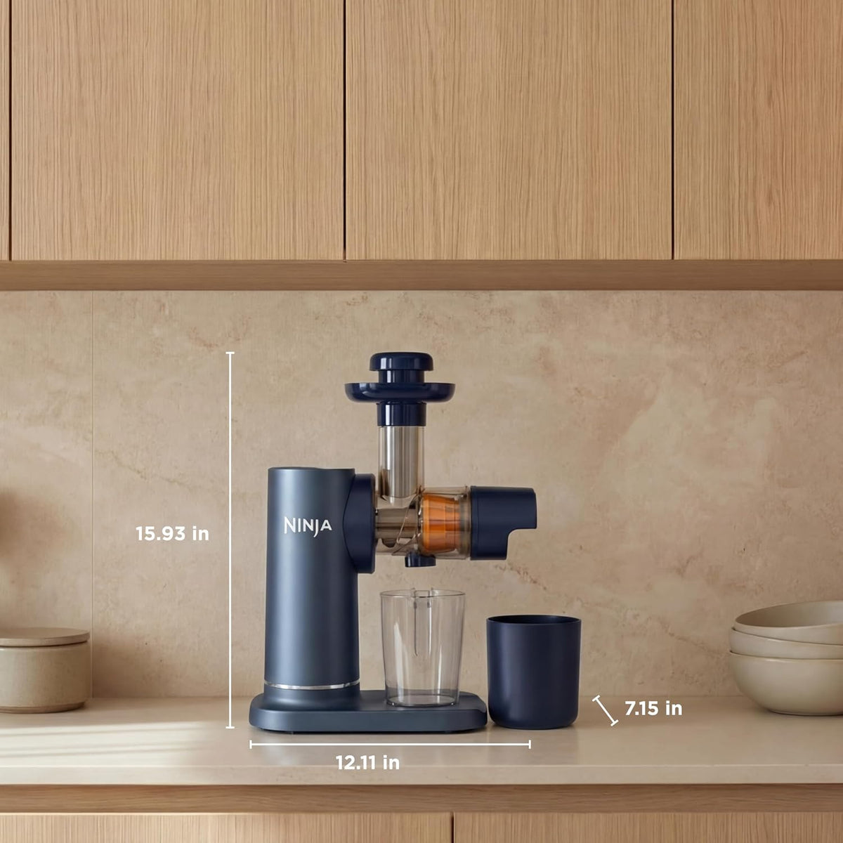 Ninja NeverClog Cold Press Juicer, 24oz Jug, 36oz Pulp, Navy, JC151NV | 150W high-torque auger juices fibrous fruits & veggies. Total Pulp Control, 2 one-touch programs. Dishwasher safe.