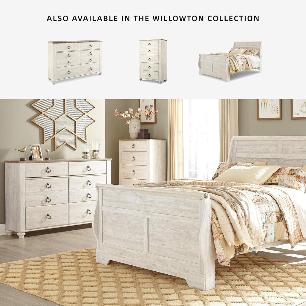 Signature Design by Ashley Willowton 6-Drawer Coastal Dresser, Whitewash | 6 drawer capacity, Coastal farmhouse style, Textured whitewash finish, Driftwood plank effect top, ASTM F 2057 compliant