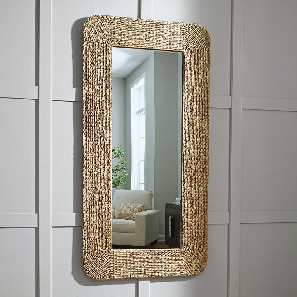 Signature Design by Ashley Norigan Casual Full Length Floor Mirror with Thick Frame, Light Brown