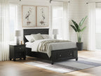 Signature Design by Ashley Tall Farmhouse Nightstand, 2 Drawer, Black
