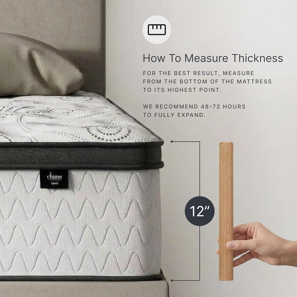 Signature Design by Ashley Chime Memory Foam Mattress, 12 Inch, Queen | Medium Firm comfort and firm support, Cooling knit cover over high-density gel foam, Compressed bed in a box setup