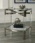 Signature Design by Ashley Chaseton Modern Glam Accent End Table, Silver Finish