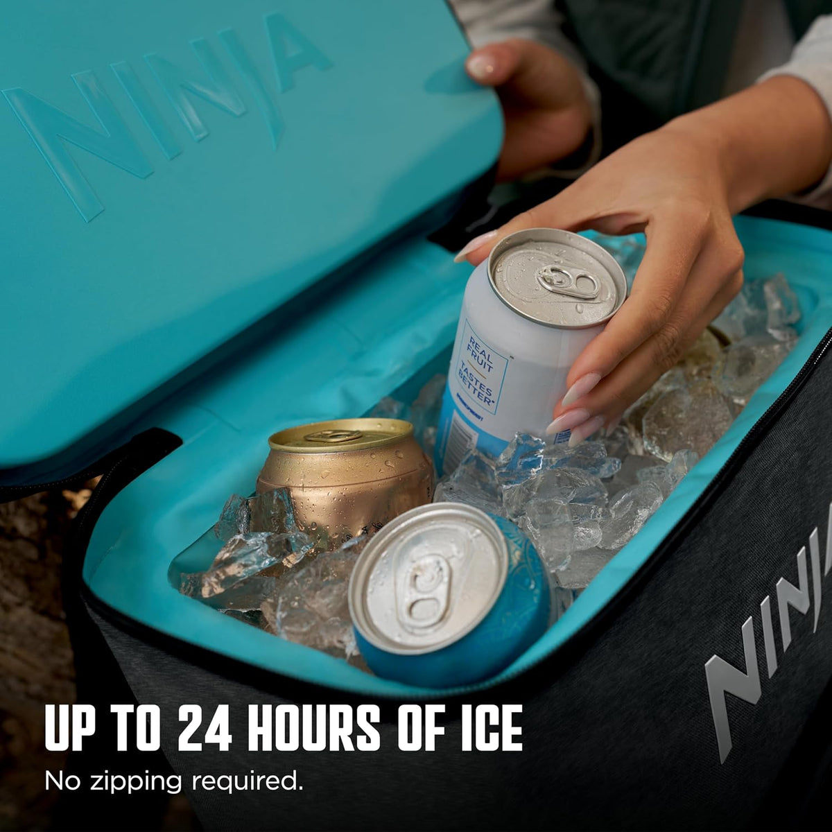 Ninja FrostVault™ Go XL Soft Backpack Cooler, Dry Storage, Charcoal Grey | Ninja FrostVault Go XL soft cooler, stays cool for hours with a leakproof, easy-access lid, and carries like a backpack