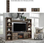 Signature Design by Ashley Trinell Media Pier, 72-Inch Rustic Bookcase | Durable engineered wood, Rustic replicated oak grain, 4 spacious shelves (3 adjustable), Versatile narrow bookshelf