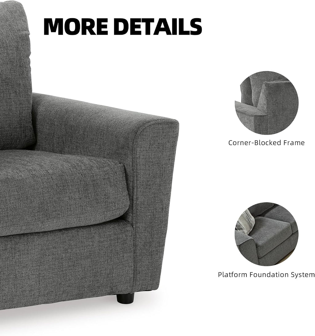 Signature Design by Ashley Stairatt Upholstered Accent Chair, Gravel Gray | 100% polyester fabric, Smooth platform foundation, 38 in width, Attached back and loose seat cushions, Flared arms