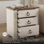 Signature Design by Ashley Willowton 2 Drawer Nightstand, Whitewash | Engineered wood construction, Whitewash finish, Dual USB charging ports, Smooth-gliding drawers, Tall nightstand