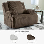Signature Design by Ashley Top Tier Rocker Recliner Chair, Oversized Wide Seat, Cozy Corduroy Velvet Polyester Upholstery, Manual Pull Tab Lounge Chair for Living Room, No Assembly Required, Chocolate