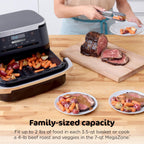 Ninja Foodi Air Fryer, 7 Qt MegaZone, 6-in-1, Black, DZ071 | Air fry, roast, broil, bake, reheat, dehydrate, 450F max, 2x3.5 Qt baskets, Smart Finish