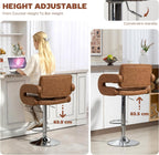 HOMCOM Bar Stool w/Wide Seat U-Shaped Armrest PU Leather, Brown