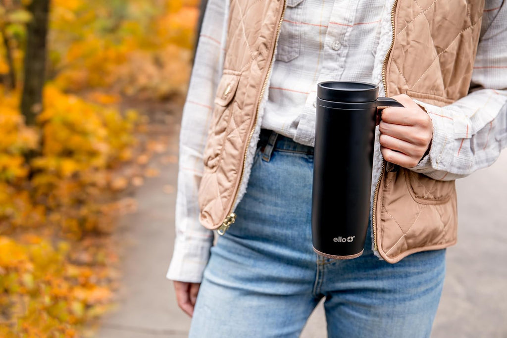 Ello Magnet 18oz Insulated Stainless Steel Travel Mug with Handle, Black