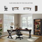 Signature Design by Ashley 2-Piece L-Shaped Corner Desk, Black/Brown | Hardwood solids, Mango wood veneer and MDF substrates, Modern farmhouse style, Dovetail drawers, Wildenauer Series