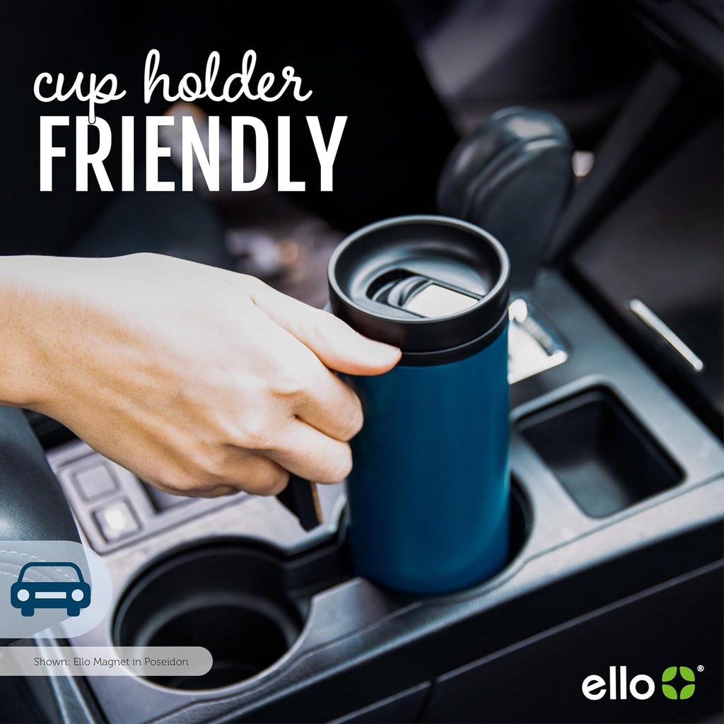 Ello Magnet 18oz Insulated Stainless Steel Travel Mug with Handle,Limestone