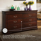 Signature Design by Ashley Alisdair 6 Drawer Bedroom Dresser, Dark Brown | Durable engineered wood, Classic Louis Philippe-style moulding, 6 spacious drawers for master bedroom storage