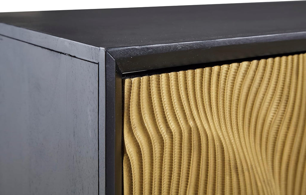 Signature Design by Ashley Tayner Contemporary Accent Cabinet with 2 Doors and 1 Shelf, Black & Metallic