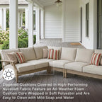 Signature Design by Ashley 4-Piece L-Shape Outdoor Sectional, Wood, Beige | Wood patio furniture set, Eucalyptus frame, Solution-dyed Nuvella fabric, All-weather foam cushions, Clare View Series