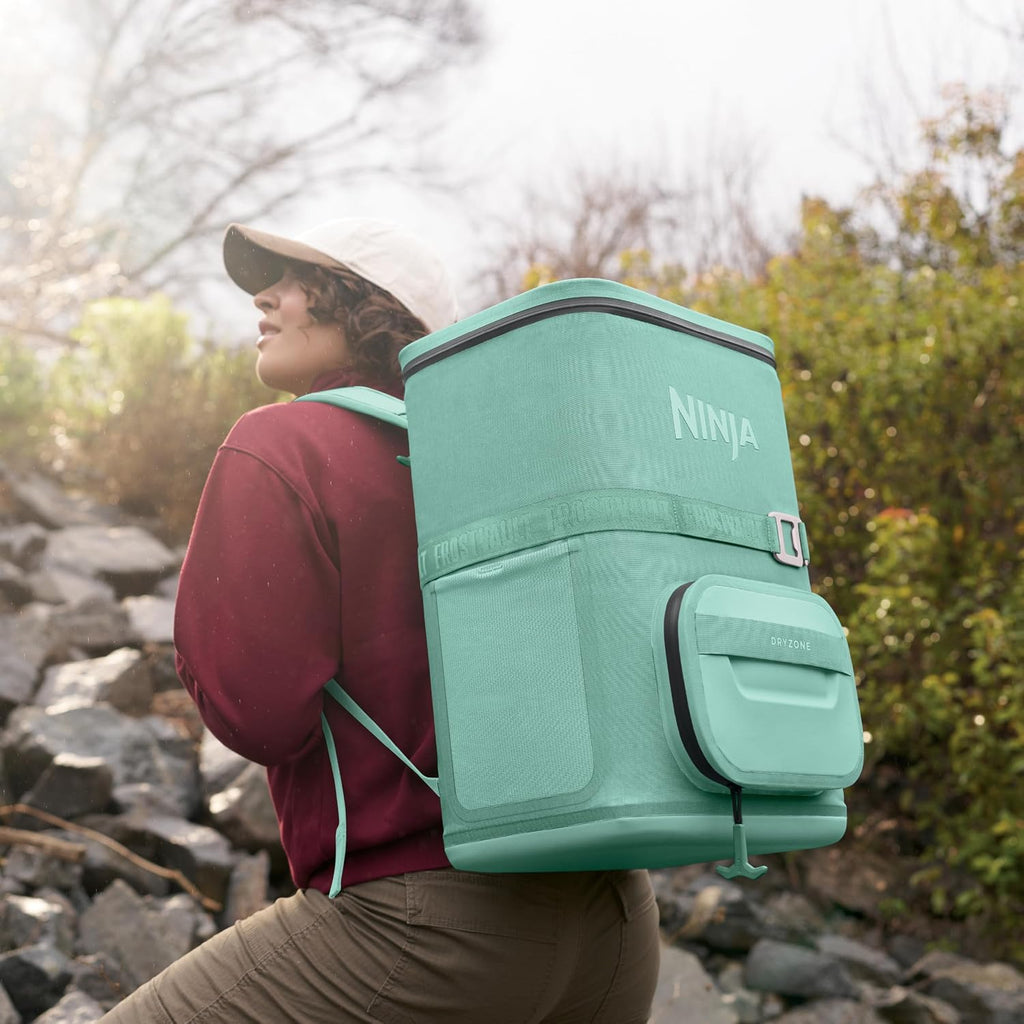 Ninja FrostVault™ Go XL Soft Backpack Cooler, Dry Storage, Cactus Green | Ninja FrostVault Go XL soft cooler, stays cool for hours with a leakproof, easy-access lid, and carries like a backpack