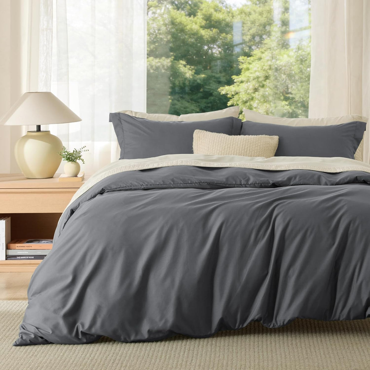Bedsure Duvet Cover Queen Size, 3Pcs Soft Double Brushed Bedding Set, White