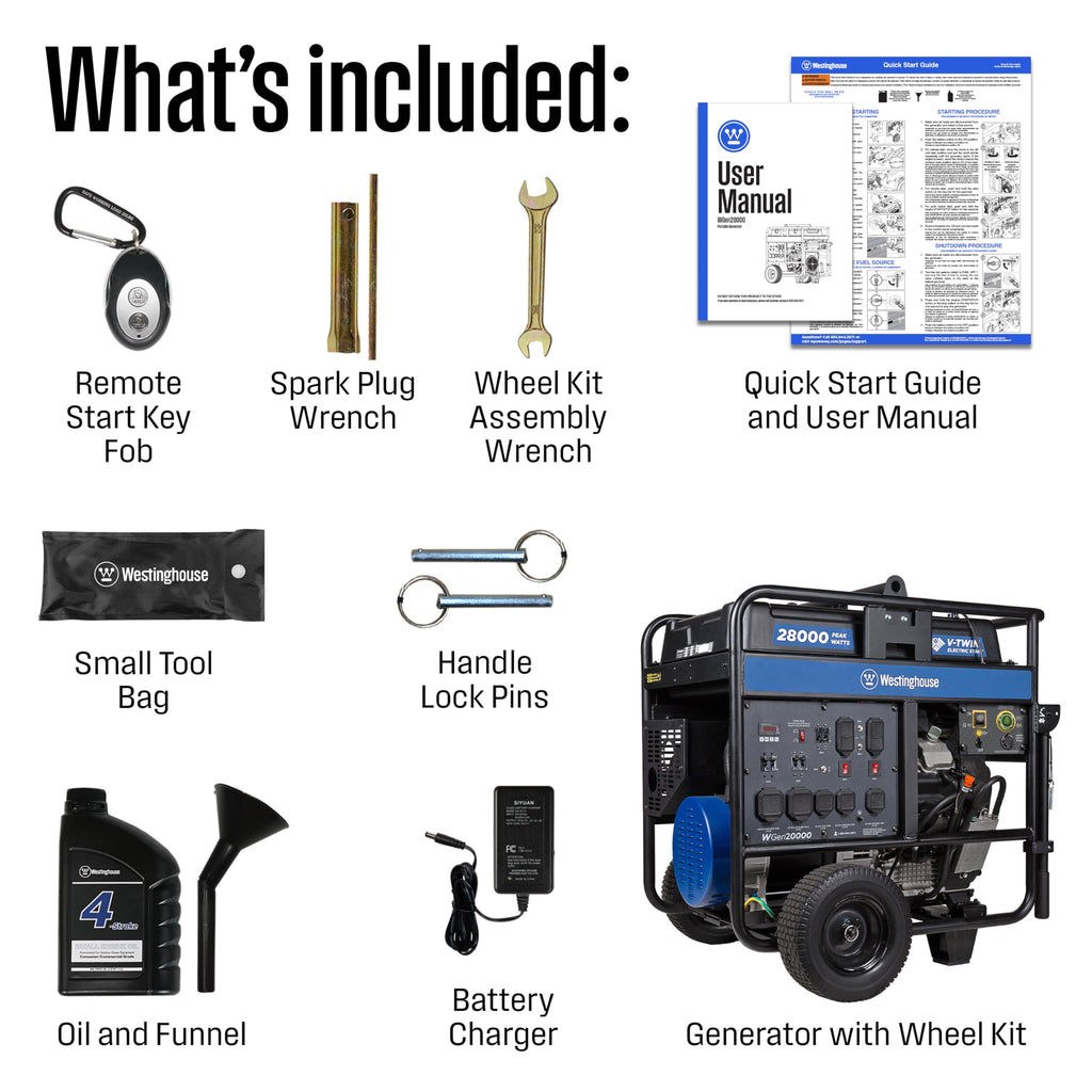 Westinghouse 28000 Peak Watt Tri-Fuel Home Backup Portable Generator, Remote Electric Start, Transfer Switch Ready, Gas, Propane, and Natural Gas Powered