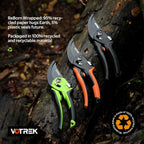 8.5" Garden Secateurs for Weak Hands, Professional Bypass Pruner