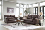 Signature Design by Ashley Faux Leather Living Room Sofa, Umber | 87"W contemporary 3-seater, Anti-sag platform foundation, Easy-clean upholstery fits 32" doorways, WalkerPoint Series