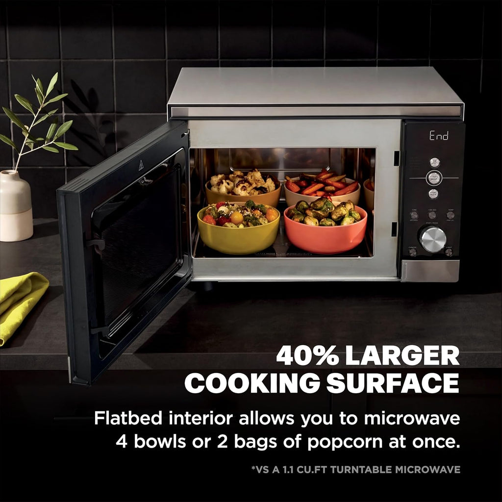 Ninja® Crispi™ Microwave & Air Fryer with FusionCrisp, Silver, MW101 | Replaces a countertop microwave and air fryer with 14 functions; Fast 1000W microwave and powerful 1700W Ninja® air fryer.
