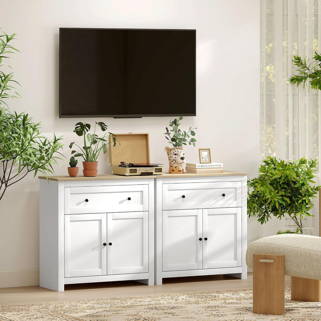 HOMCOM Sideboard Storage Cabinet with Drawer and Double Doors White