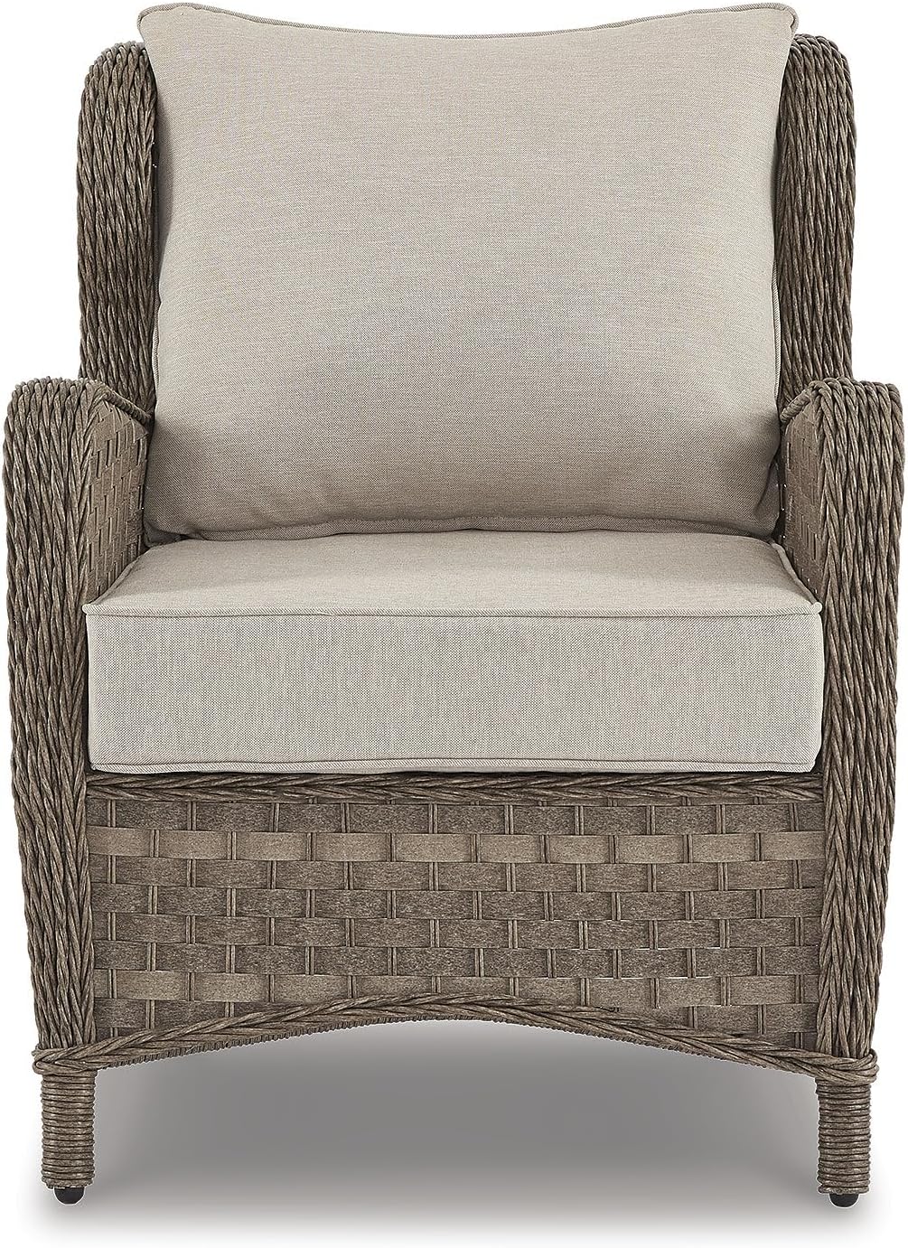 Signature Design by Ashley Clear Ridge Outdoor Handwoven Wicker Cushioned Lounge Chair 2 Count, Light Brown