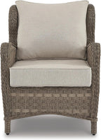Signature Design by Ashley Clear Ridge Outdoor Handwoven Wicker Cushioned Lounge Chair 2 Count, Light Brown