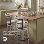 Signature Design by Ashley Valebeck 1-Piece Swivel Barstool, 30 In | Rustic white bar stools, Wood, engineered wood and metal frame, Cushioned polyester seat for pub tables, Farmhouse style