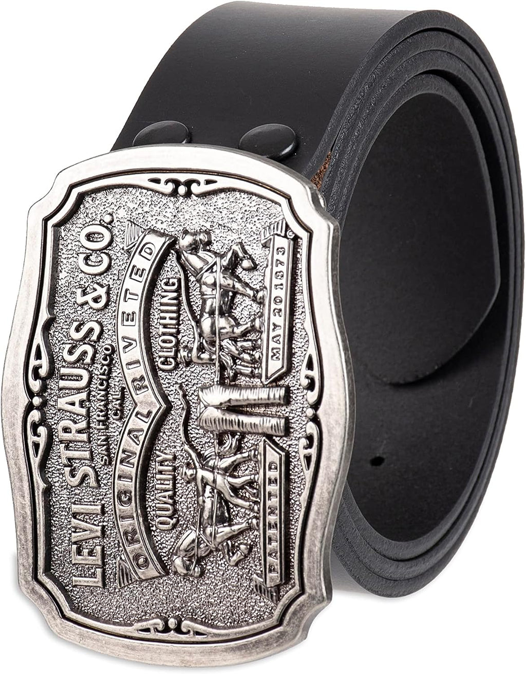 Levi’s Men’s Leather Jean Belt with Removable Plaque Buckle, Western‑Style Cowboy Belt for Everyday Wear