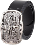 Levi’s Men’s Leather Jean Belt with Removable Plaque Buckle, Western‑Style Cowboy Belt for Everyday Wear