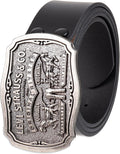 Levi’s Men’s Leather Jean Belt with Removable Plaque Buckle, Western‑Style Cowboy Belt for Everyday Wear