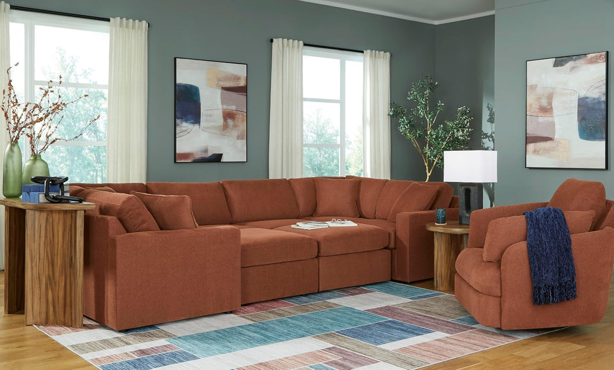 Signature Design by Ashley Modmax Contemporary Swivel Glider Recliner, Manual Reclining Chair for Living Room or Nursery, Next-Gen Nuvella Stain-Resistant Fabric, Hidden Storage, 42" W, Orange