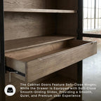 Signature Design by Ashley Lenston Black Accent Cabinet with Glass Doors | Tempered glass doors, 3 adjustable shelves, Wood oak veneer and engineered wood construction, 1 soft-close drawer