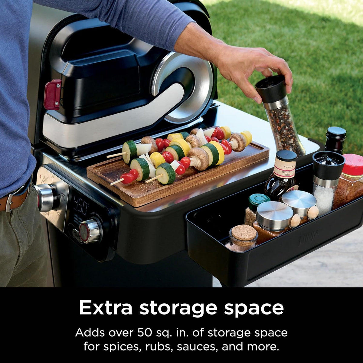 Ninja FlexFlame Storage Caddy for PG300, Holds 10lbs | Ninja FlexFlame Storage Caddy adds 50+ sq in of space, holding up to 10 lbs of tools for sauces, spices, and rubs
