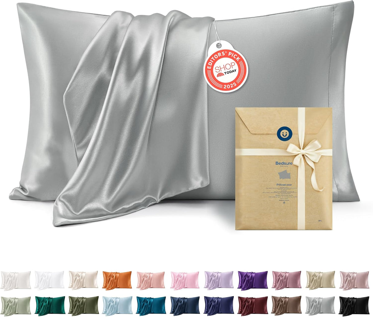 Bedsure Satin Pillowcases Queen Set of 2, Similar to Silk Pillow Cases Pink