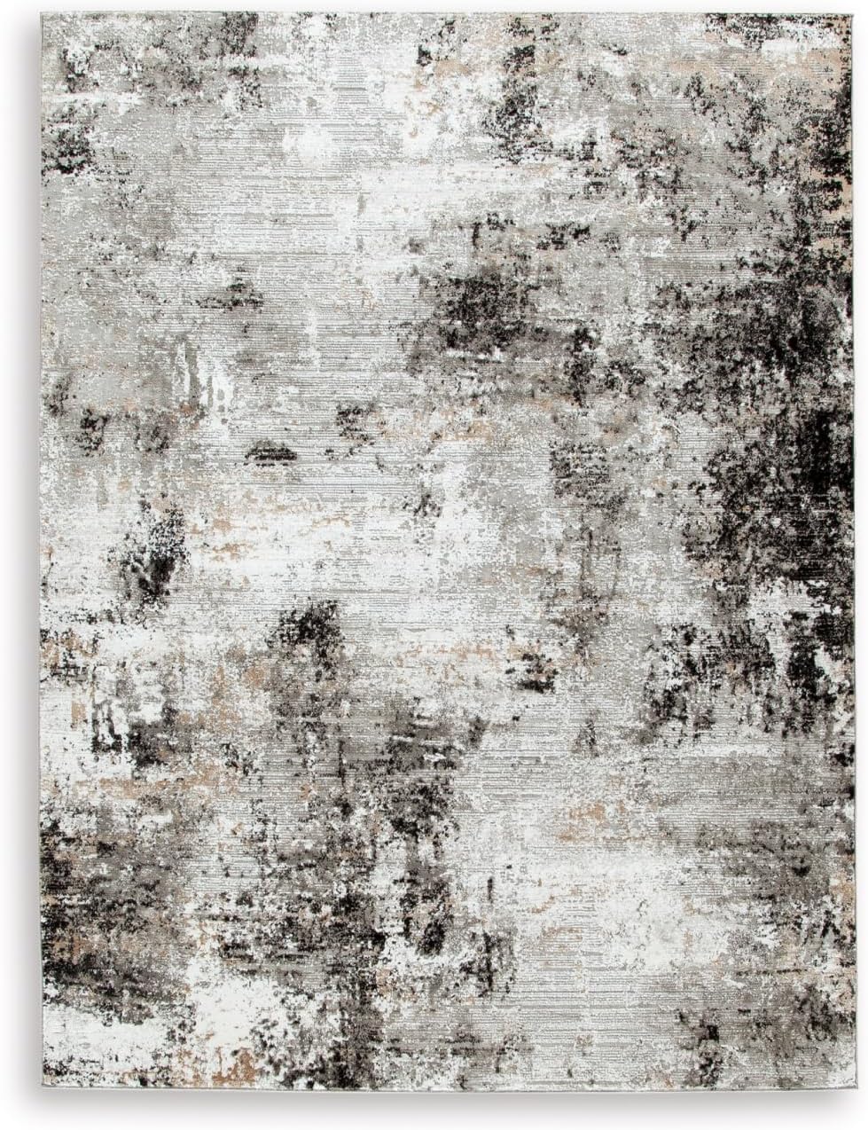 Signature Design by Ashley Langwell 8' x 10' Area Rug, Black & Gray | 100% polyester fabric, Natural jute backing, 9 mm medium pile, Contemporary modern style, Living room and bedroom use
