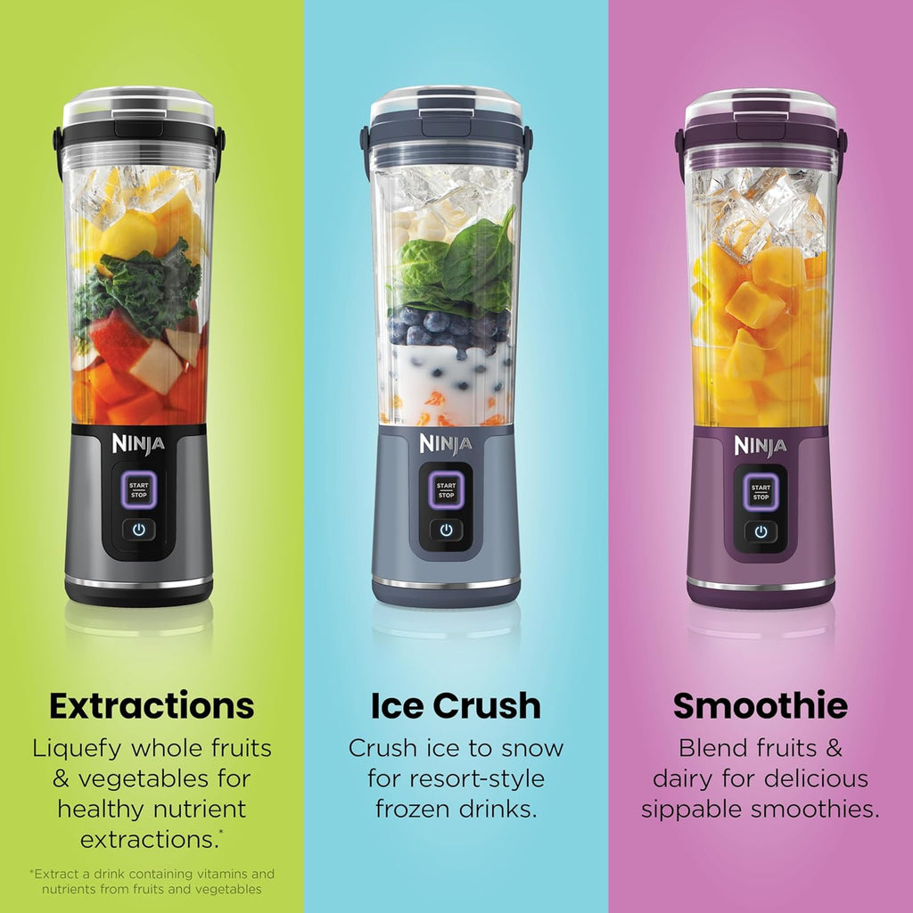 Ninja Blast Portable Blender, Cordless, 18oz Vessel, Forest Green, BC151EM | USB-C rechargeable, cordless blending anywhere. BlastBlade crushes ice & frozen fruit. Leakproof sip lid, dishwasher safe.