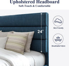 Allewie Queen Size Platform Bed Frame with Fabric Upholstered Headboard