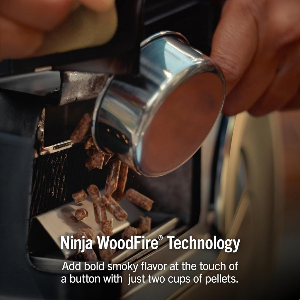 Ninja FlexFlame ProConnect Grill & Smoker, 5-in-1, Black/Gold, PG305 | Ninja FlexFlame ProConnect smokes & griddles with 200-600°F precision, synced to your phone for real-time cook alerts.