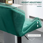 HOMCOM Bar Stools Luxurious Velvet-Touch Footrest Swivel Set Of 2 Green