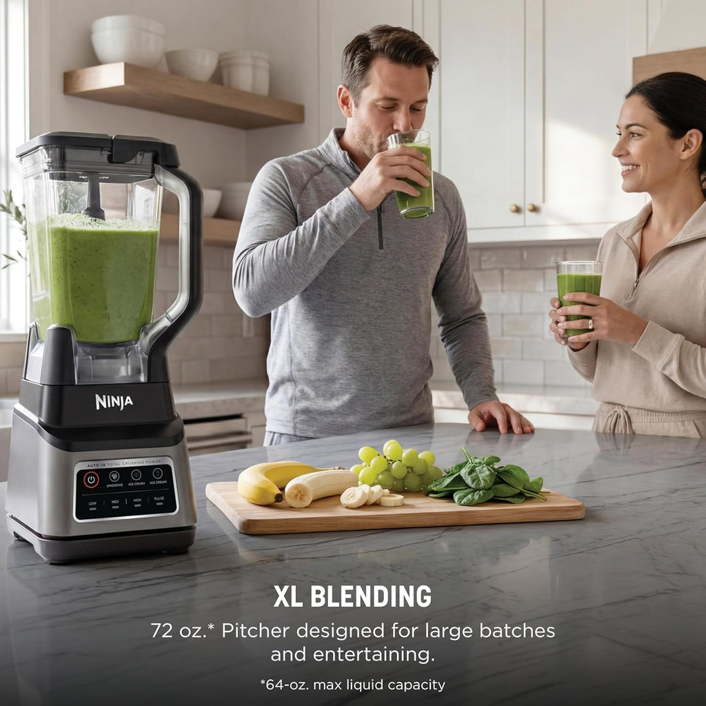 Ninja Professional Plus Blender, Auto-iQ, 1400W, 72oz Pitcher, BN701 | 1400 peak-watt motor, 3 Auto-iQ presets for smoothies, frozen drinks & ice cream. Total Crushing blades. Dishwasher safe.