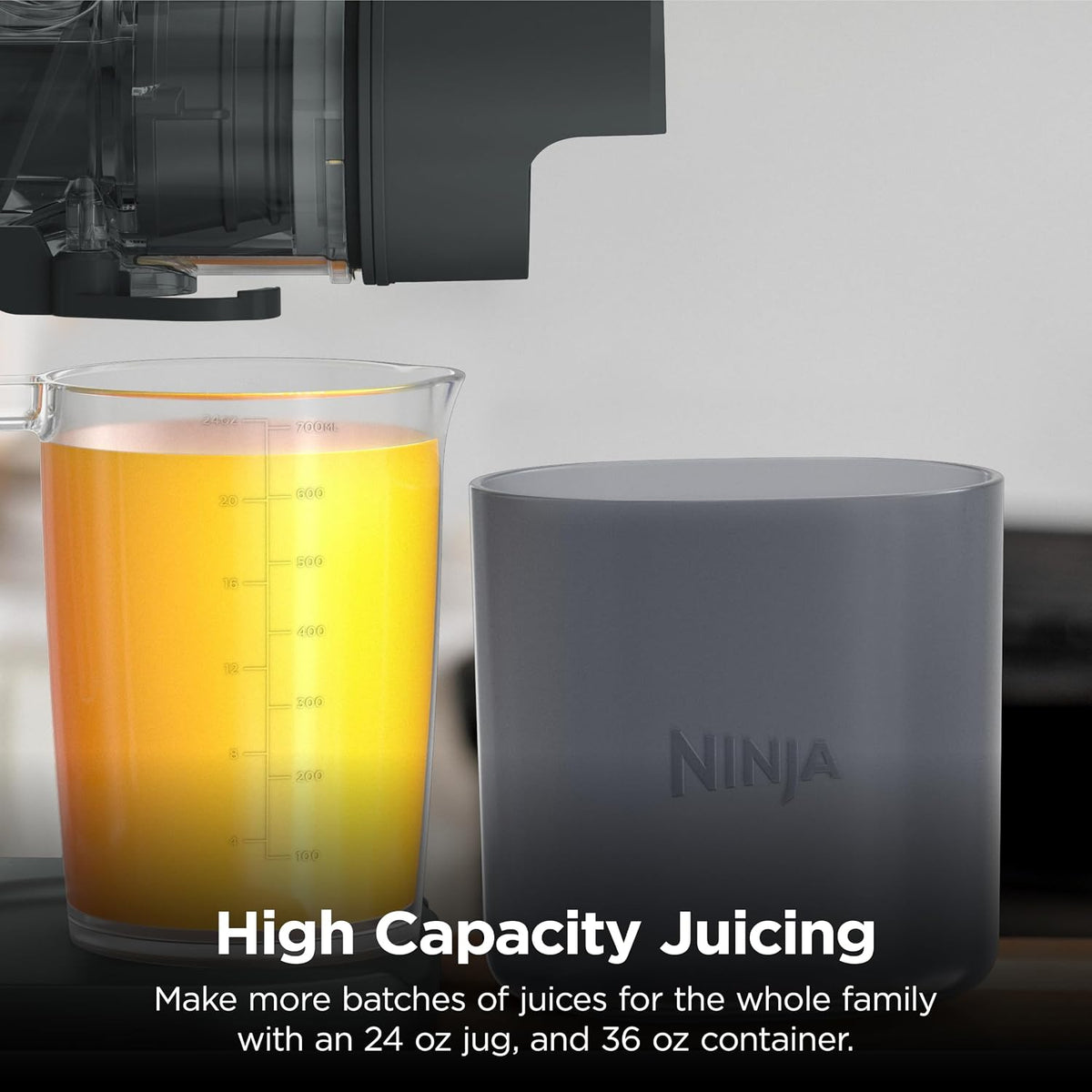 Ninja NeverClog 3-in-1 Juicer, Slicer & Shredder, 32oz Vessel, JC152 | NeverClog auger juices non-stop, plus slicing & shredding attachments. Total Pulp Control, 32-oz vessel, dishwasher safe