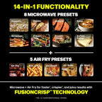 Ninja® Crispi™ Microwave & Air Fryer with FusionCrisp, Black, MW101BK1 | Replaces a countertop microwave and air fryer with 14 functions; Fast 1000W microwave and powerful 1700W Ninja® air fryer.