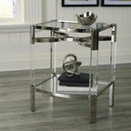 Signature Design by Ashley Chaseton Modern Glam Accent End Table, Silver Finish